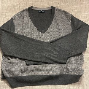 Brooks Brothers Charcoal and Light Gray V-Neck Sweater